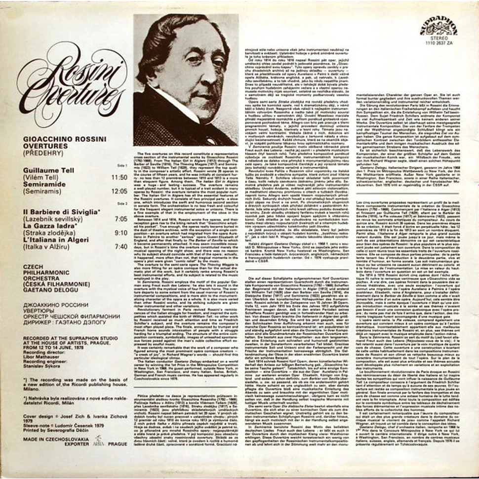 Gioacchino Rossini - The Czech Philharmonic Orchestra, Gaetano Delogu - Rossini Ouvertures - Le Barbiere Siviglia, L'Italienne In Algeri, Guillaume Tell, Semiramide