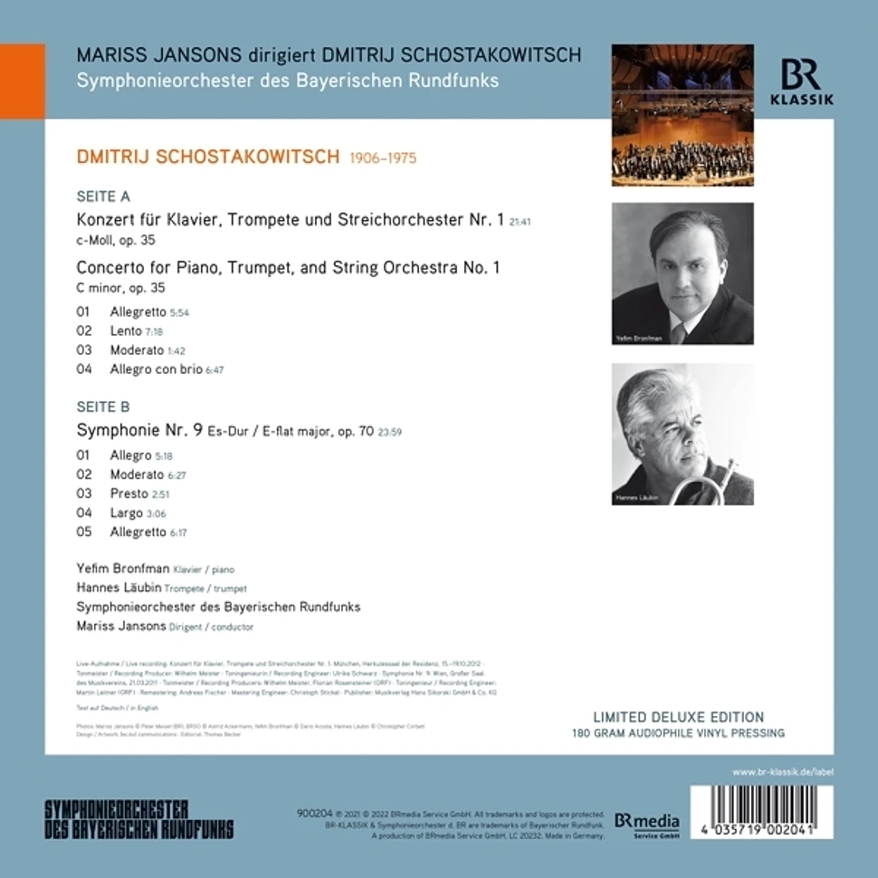 Bronfman, Yefim/Jansons, Mariss/Läubin, Hannes/Symphonieorchester Des Bayerischen Rundfunks / Schostakowitsch, Dmitri - Konzert Für Klavier, Trompete Und Streichorchester