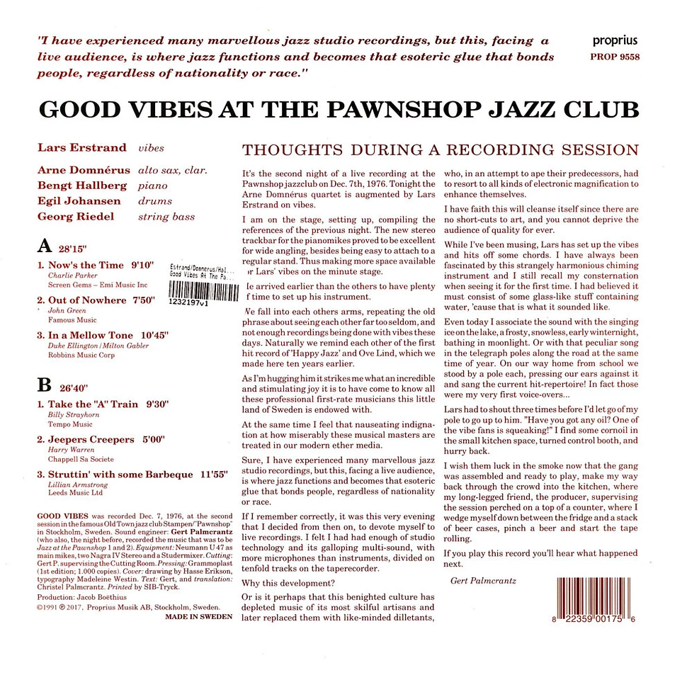 Estrand / Domnerus / Hallberg / Johansen / Riedel - Good Vibes At The Pawnshop Jazz Club