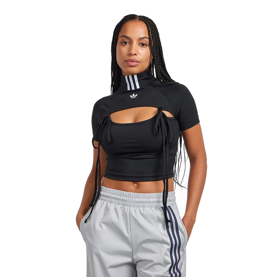 adidas - Ribbon Cut Out Crop Top (Black) | HHV