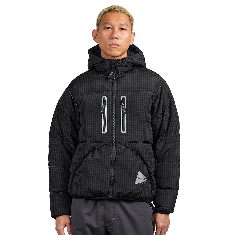 Gramicci x and wander - Gramicci Wool Check Down Jacket (Charcoal