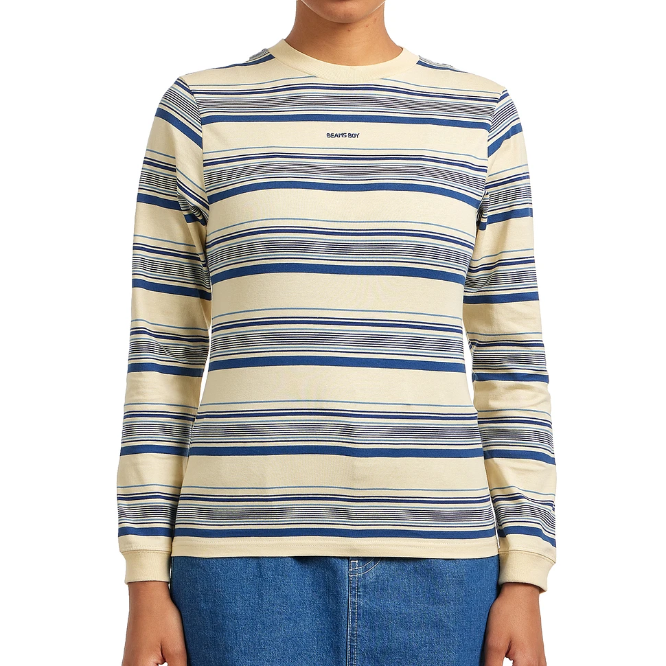 Beams Boy - Embroidery Stirpe Longsleeve Tshirt
