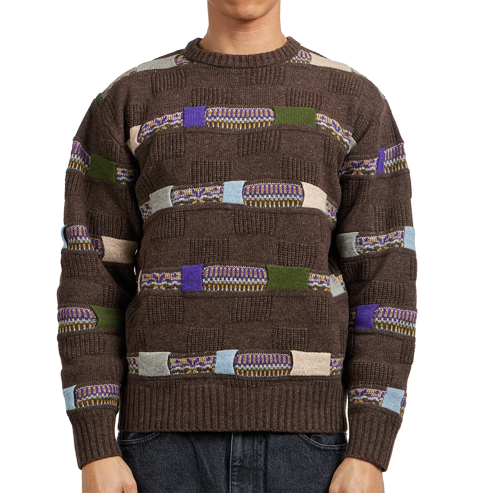 Beams Plus - Crew Jacquard Fair Isle Stripe 5G