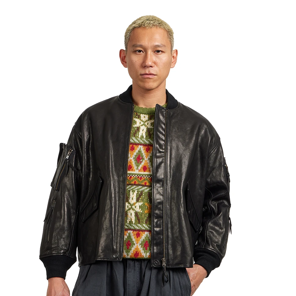 Beams Plus - Mil Flight Jacket Leather (Black) | HHV