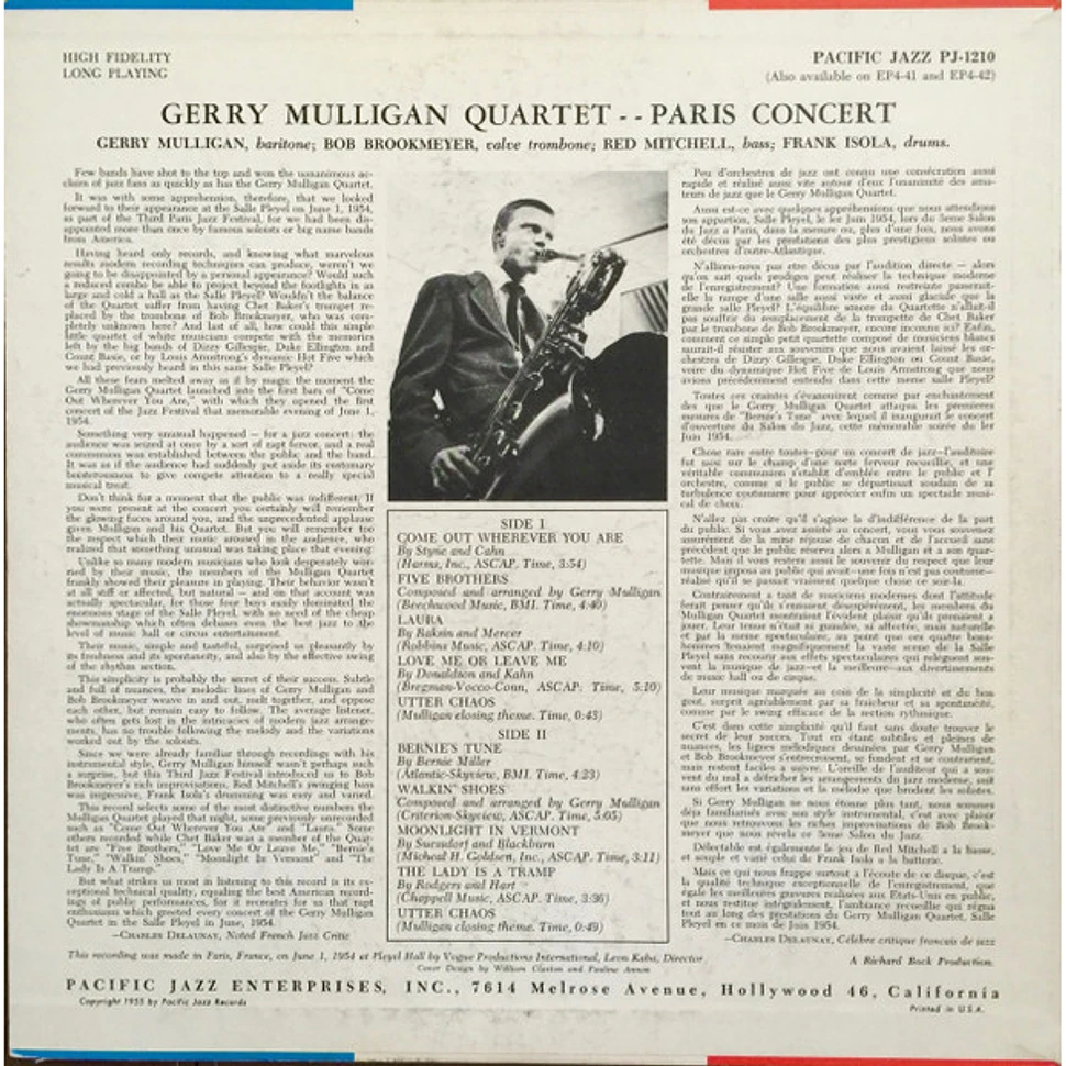 Gerry Mulligan Quartet - Paris Concert