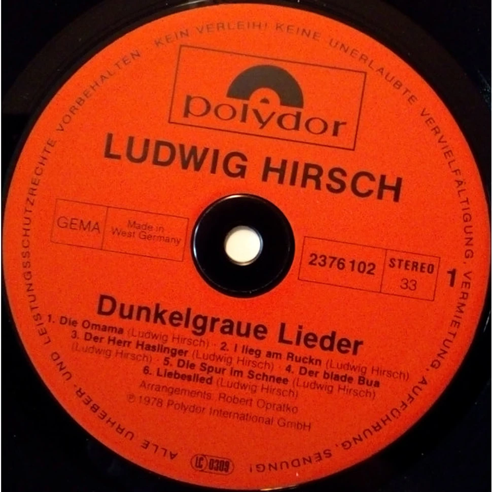 Ludwig Hirsch - Dunkelgraue Lieder