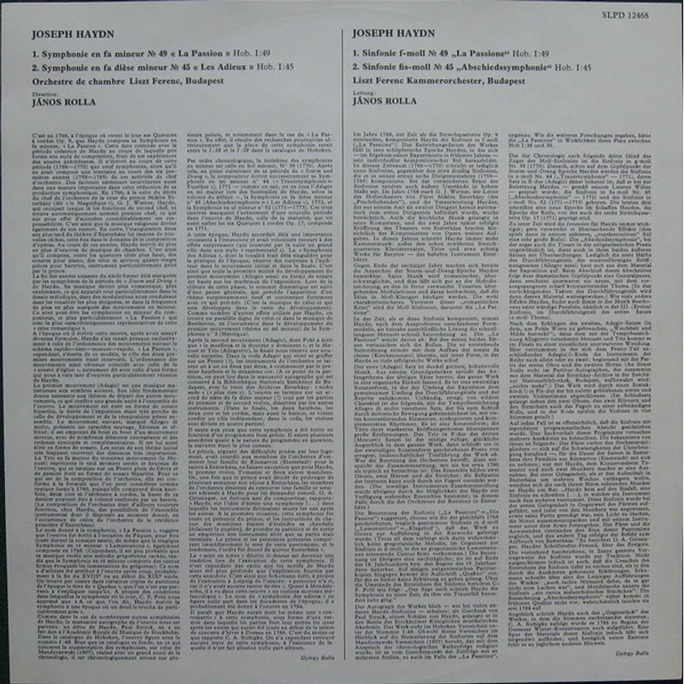 Joseph Haydn, Liszt Ferenc Chamber Orchestra - Symphony No. 49 "La Passione" / Symphony No. 45 "Farewell"