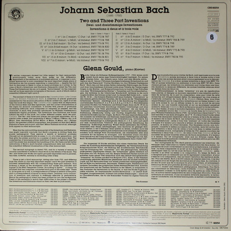 Johann Sebastian Bach - Glenn Gould - Two And Three Part Inventions / Zwei- Und Dreistimmige Inventionen / Inventions À Deux Et À Trois Voix