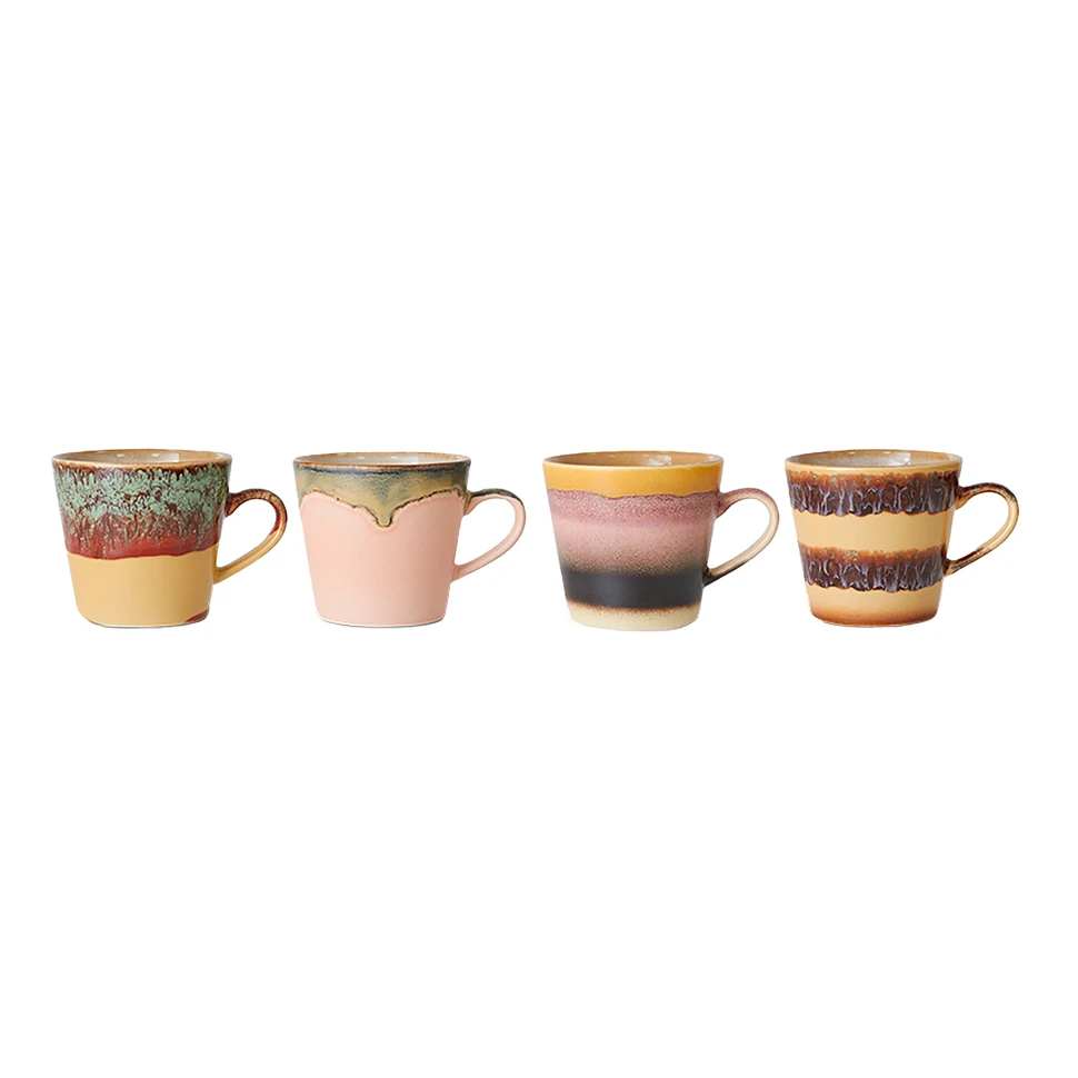 HKLIVING - 70s Ceramics: Cappuccino Mugs (Set of 4) (Vista)