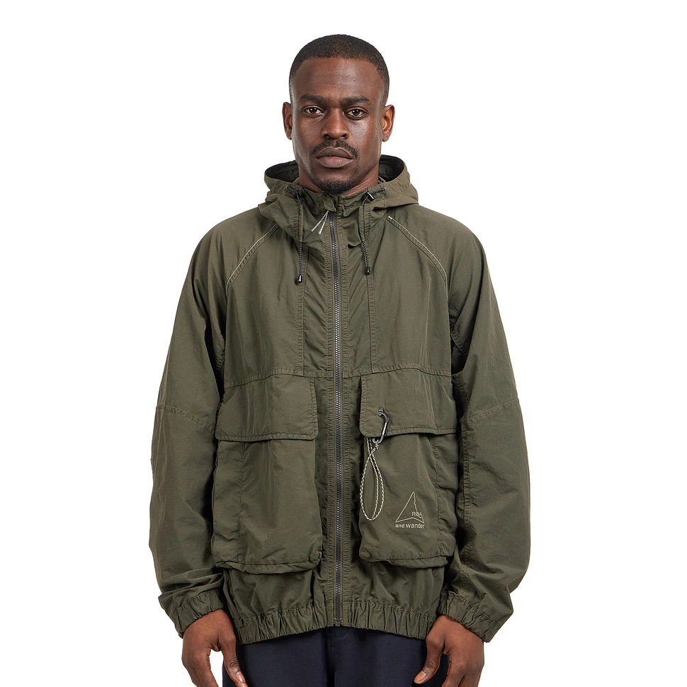 ROA x and wander - Garment Dye Nylon Hooded Jacket (Khaki) | HHV
