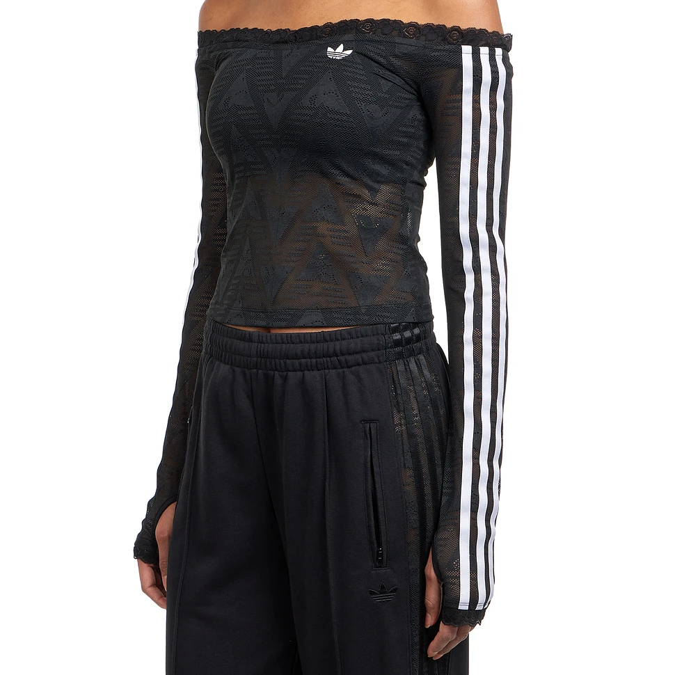 adidas - Lace Bardot Top (Black) | HHV