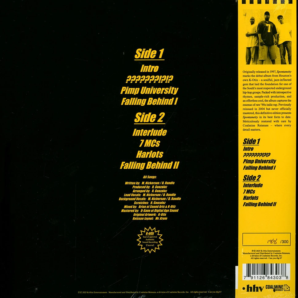 K-Otix - Spontaneity HHV Exclusive Canary Yellow Vinyl Edition