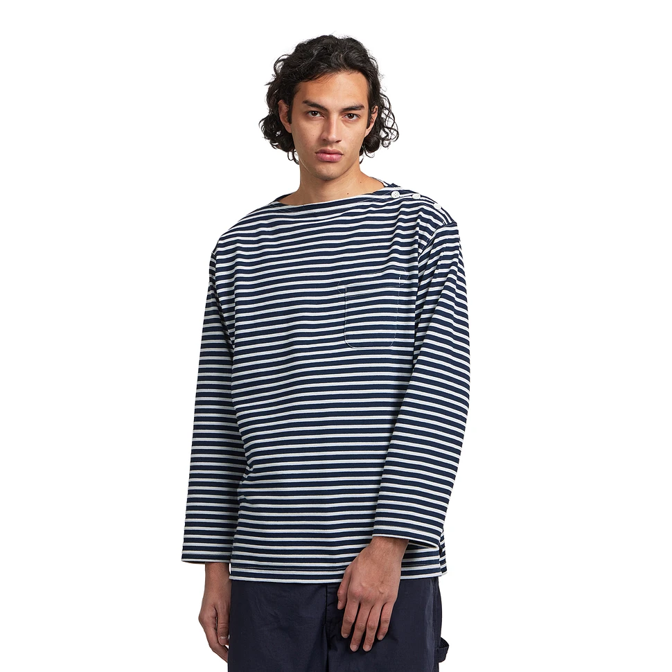 Engineered Garments - Basque Shirt (Navy / White) | HHV