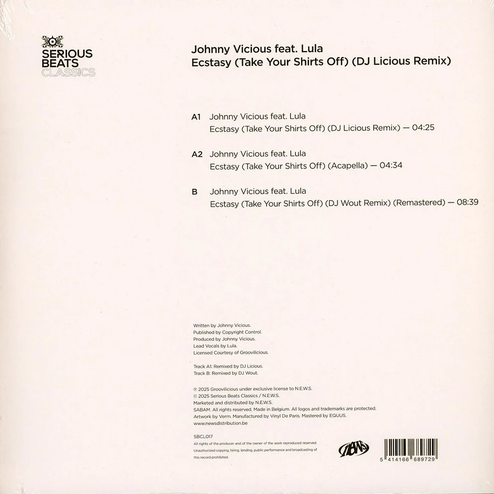 Johnny Begstasy Johnny Vicious Feat. Lula - Ecstasy (Take Your Shirts Off) - Vinyl 12 ...