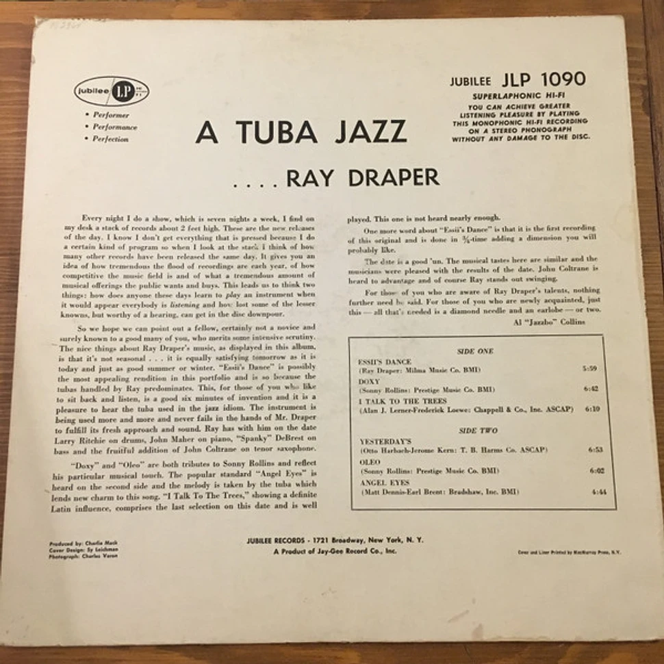 Ray Do Rapper Ray Draper - A Tuba Jazz - Vinyl LP - 1959 - US - Original | HHV