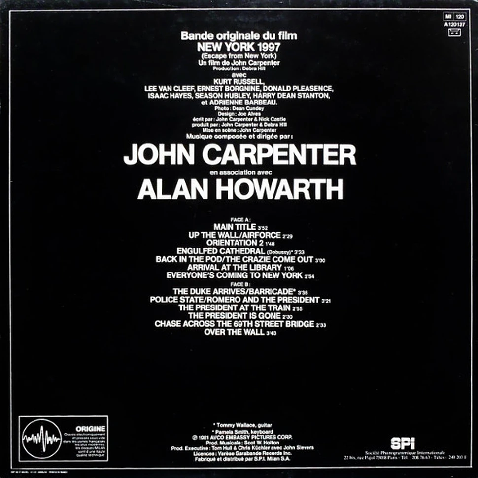 John Carpenter En Association Avec Alan Howarth - New-York 1997 OST ...