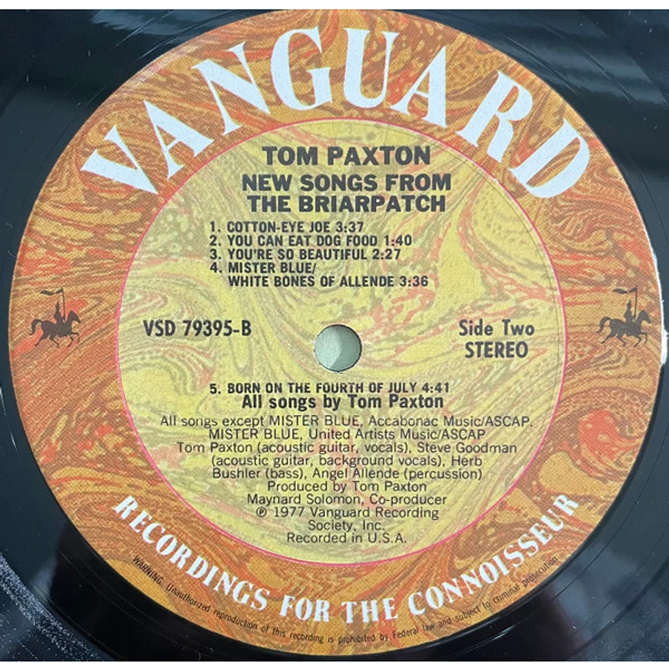 Tom Paxton - New Songs From The Briarpatch - Vinyl LP - 1977 - US