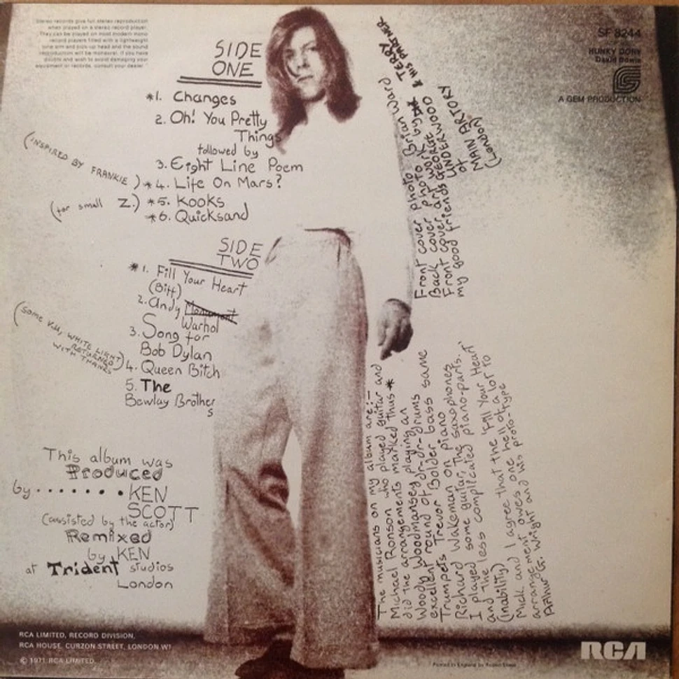 David Bowie - Hunky Dory - Vinyl LP - 1976 - UK - Reissue | HHV