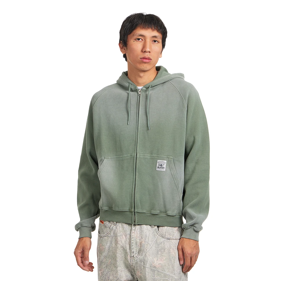 Faded Waffle Zip-Thru Hood