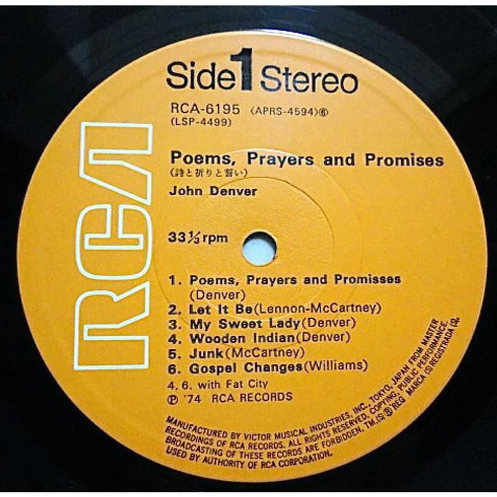 John Denver Poems Prayers Promises Vinyl LP 1974 JP John Denver Poems Prayers Promises Vinyl LP 1974 JP