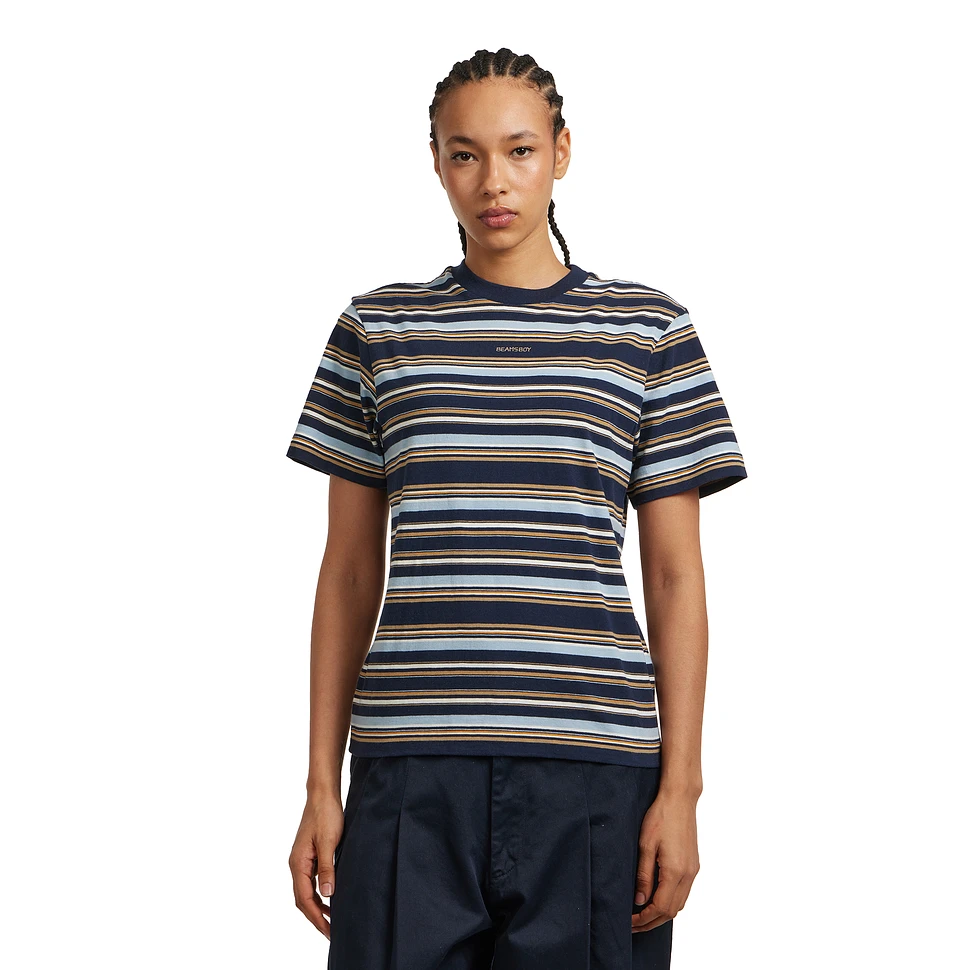 Embroidery Multi-Striped Short Sleeve