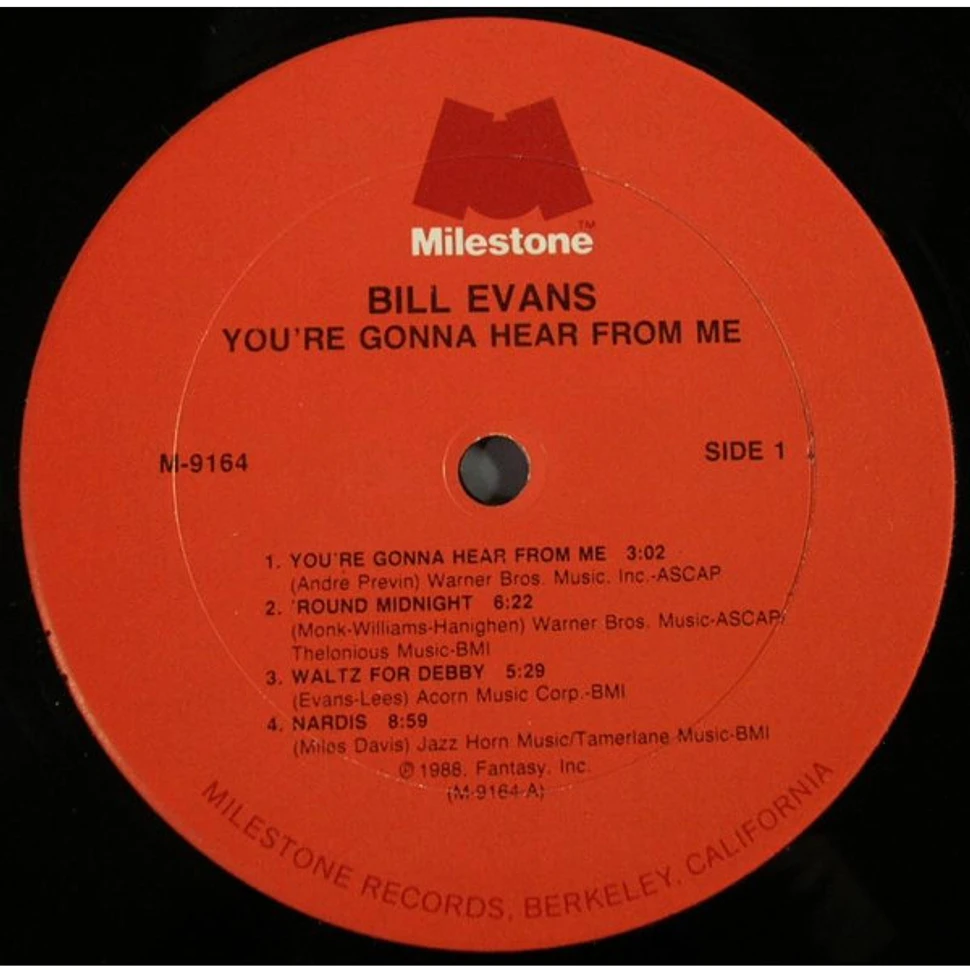 Bill Evans - You're Gonna Hear From Me - Vinyl LP - 1988 - US